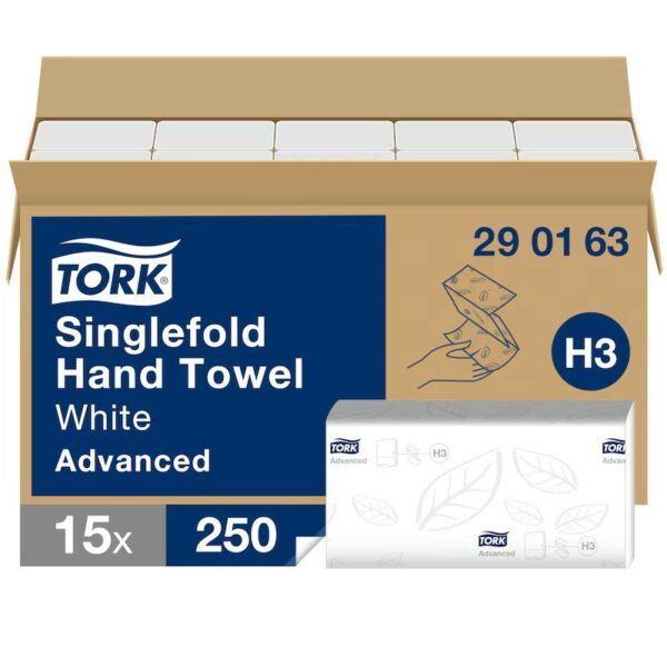 Tork 290163, Asciugamani Piegati a V, 2 Veli, Bianchi, Compatibili con Sistema H3 - immagine 2