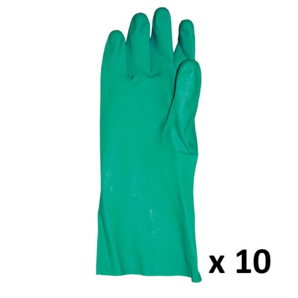 Guanti Multiuso In Nitrile Verde Felpato, 10 Paia