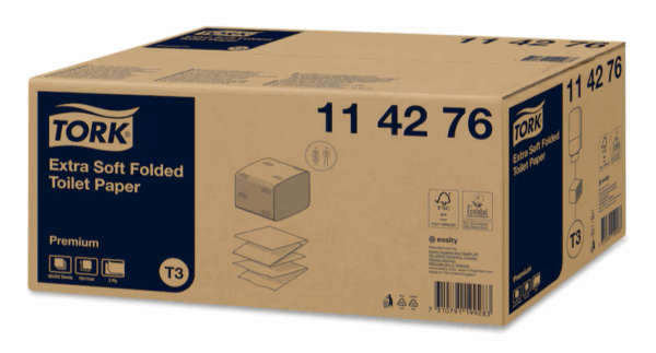 Tork 114276 Carta Igienica Intercalata Extra Soft Premium, Sistema T3